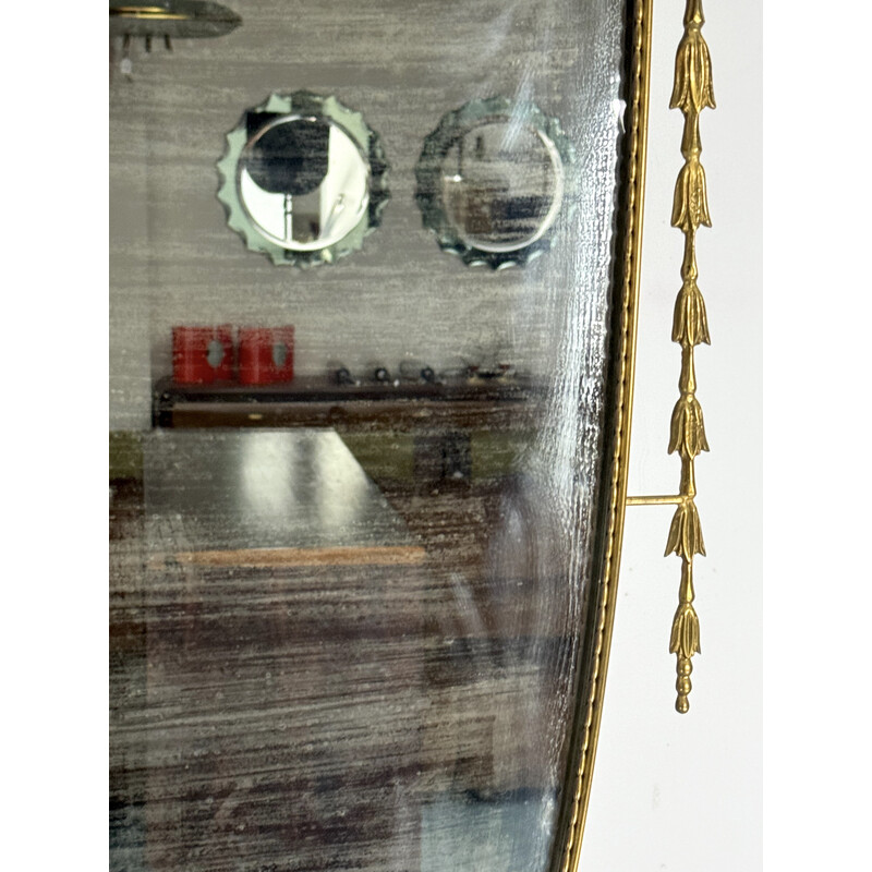 Miroir vintage en laiton, Italie 1950