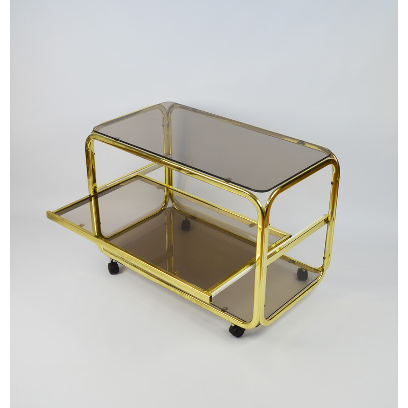 Vintage golden mobile table, 1980