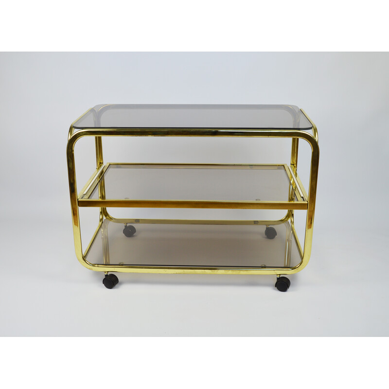 Vintage golden mobile table, 1980