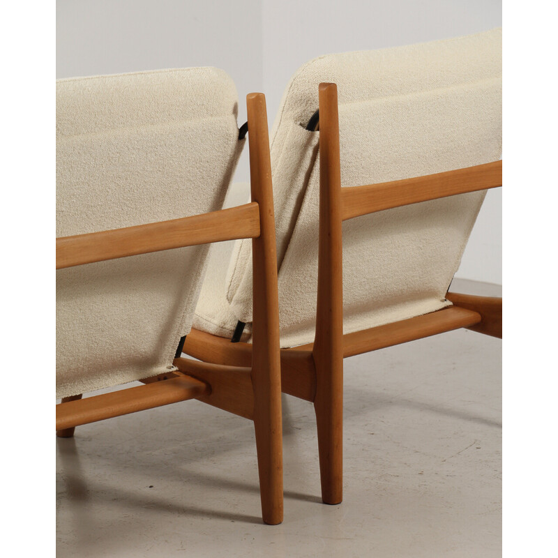 Pair of vintage model 790 armchairs in solid wood and beech by Joseph-André Motte Steiner, 1960