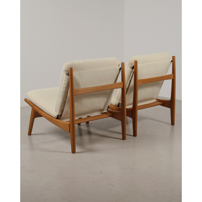Pair of vintage model 790 armchairs in solid wood and beech by Joseph-André Motte Steiner, 1960