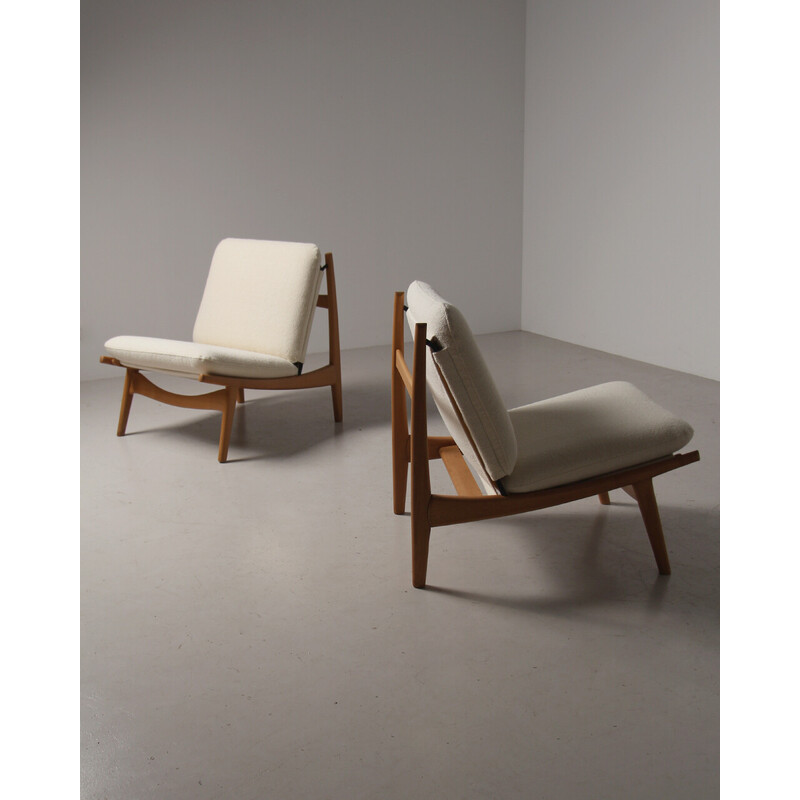 Pair of vintage model 790 armchairs in solid wood and beech by Joseph-André Motte Steiner, 1960