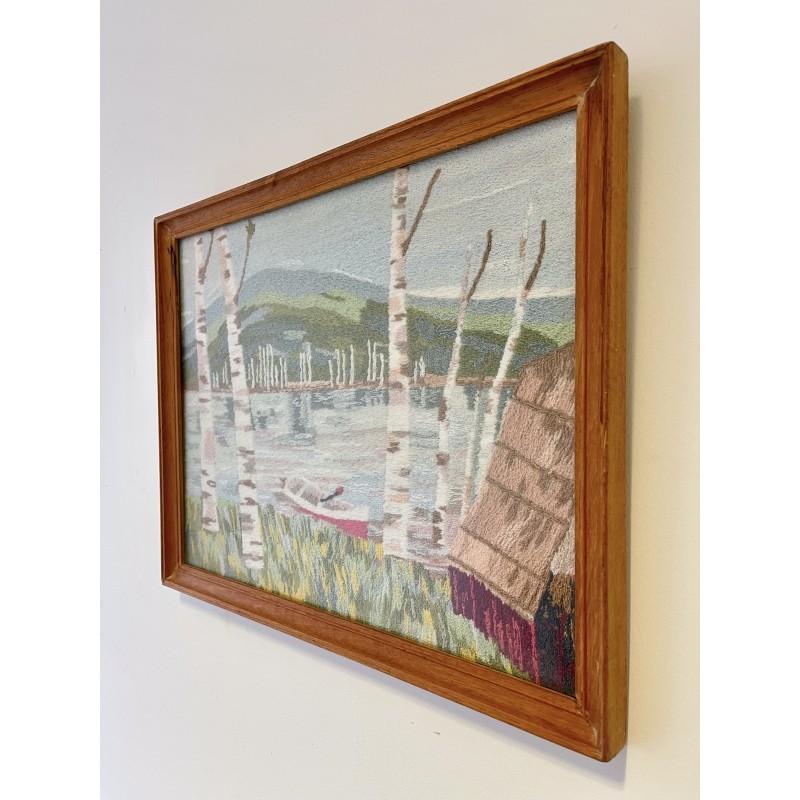 Vintage teak frame for embroidery photo, 1977