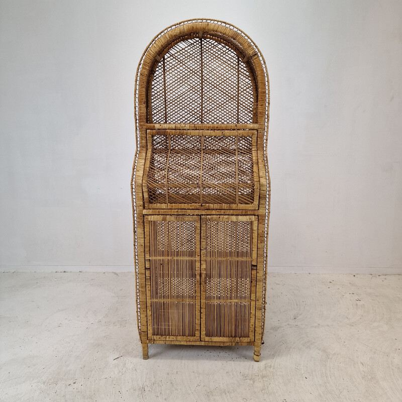 Vintage bamboo and rattan credenza, Italy 1970