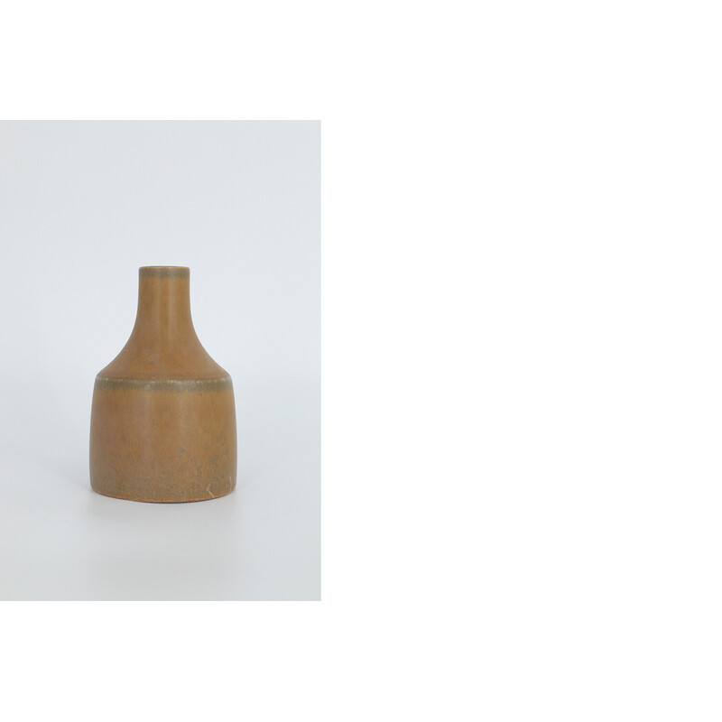Vintage collectible caramel stoneware vase by Gunnar Borg for Höganäs Ceramics, Sweden 1960