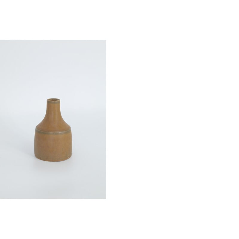 Vintage collectible caramel stoneware vase by Gunnar Borg for Höganäs Ceramics, Sweden 1960