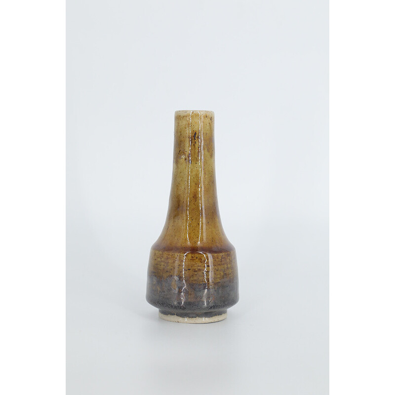 Vase vintage N° 3 en grès verni marron par Gunnar Borg pour Höganäs Ceramics, Suède 1960