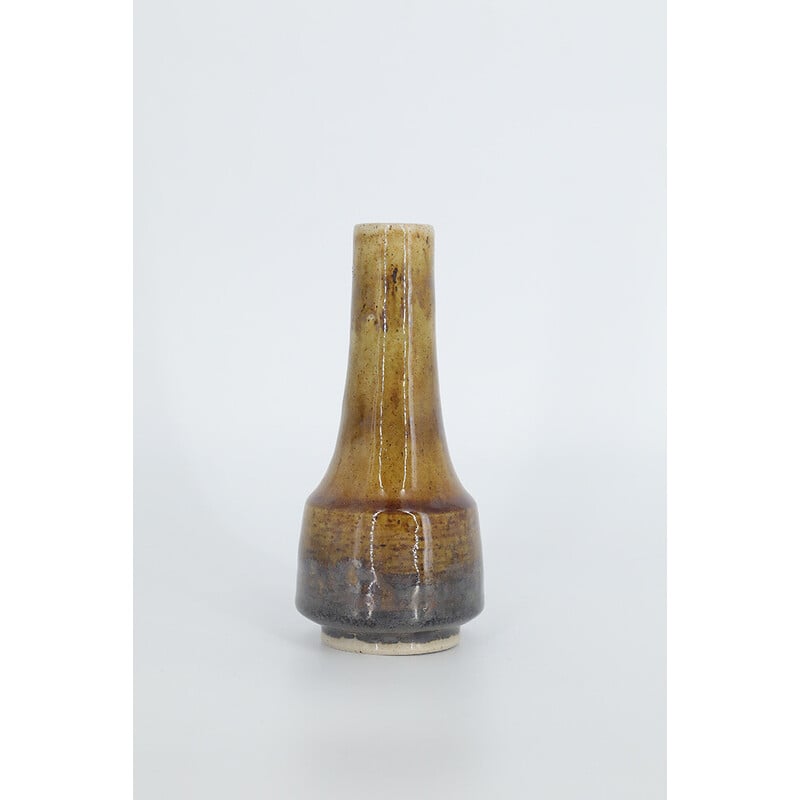 Vintage vase No. 3 in brown glazed stoneware by Gunnar Borg for Höganäs Ceramics, Sweden 1960