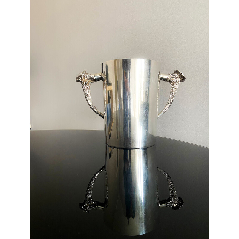 Vintage silver metal ice bucket by Ralph Lauren