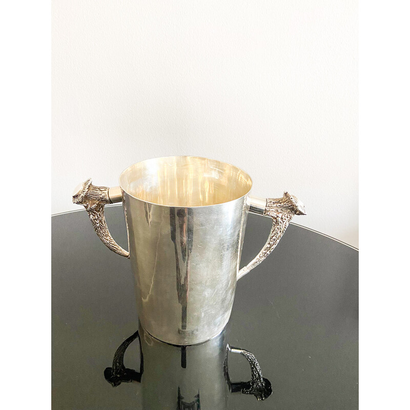 Vintage silver metal ice bucket by Ralph Lauren