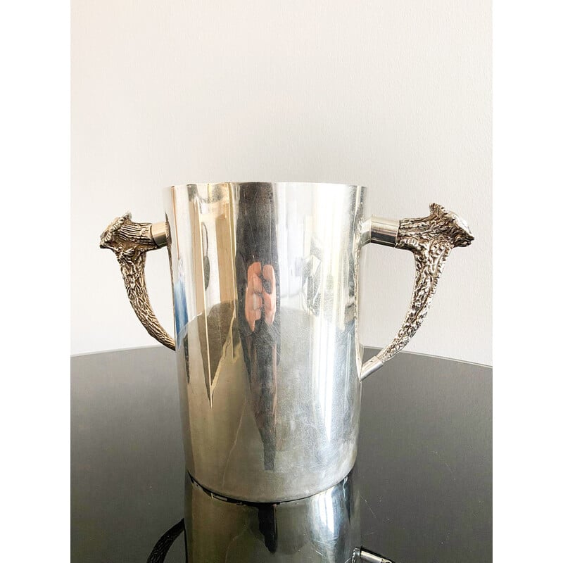 Vintage silver metal ice bucket by Ralph Lauren