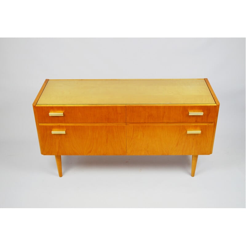 Vintage low chest of drawers with 2 plastic drawers, 1970