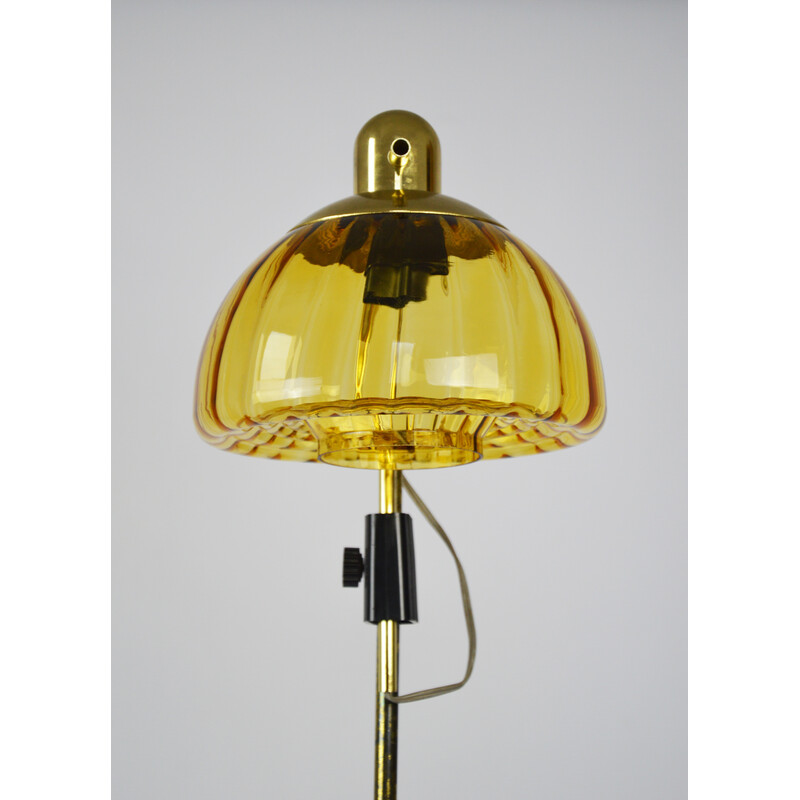 Vintage floor lamp with honey glass shade, 1970