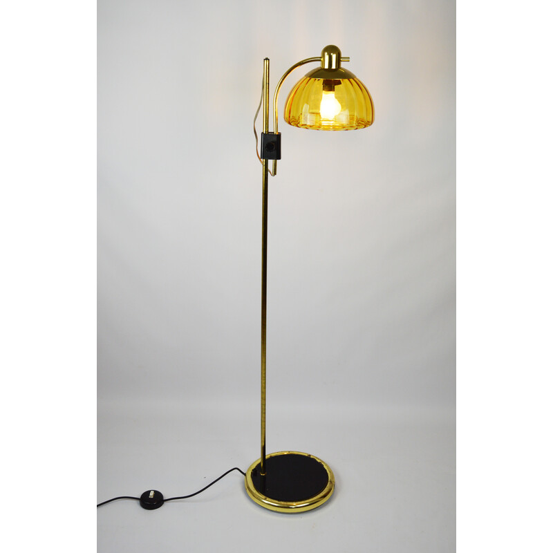 Vintage floor lamp with honey glass shade, 1970