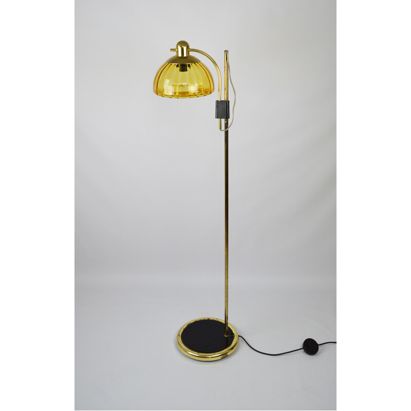 Vintage floor lamp with honey glass shade, 1970