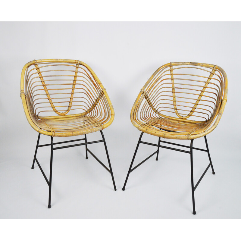 Pair of vintage wicker chairs, 1970