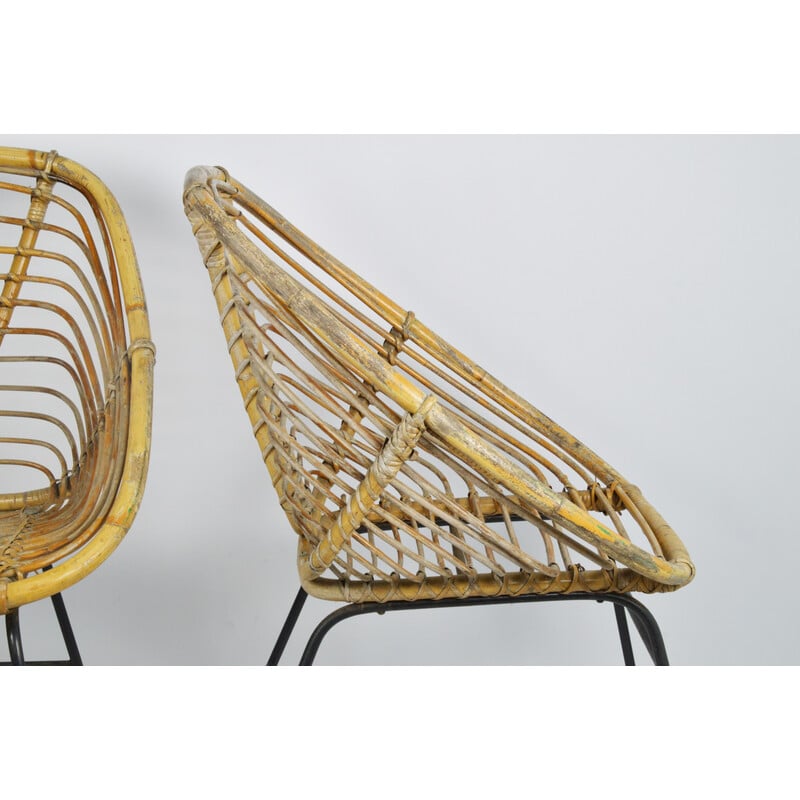 Pair of vintage wicker chairs, 1970