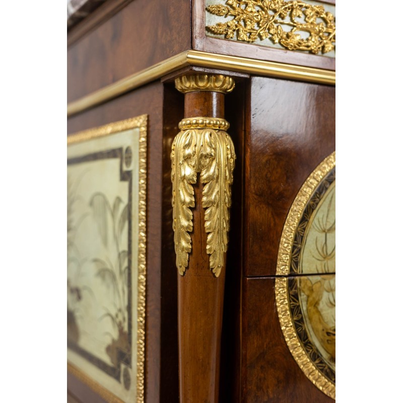 Vintage bronze and marble chest of drawers