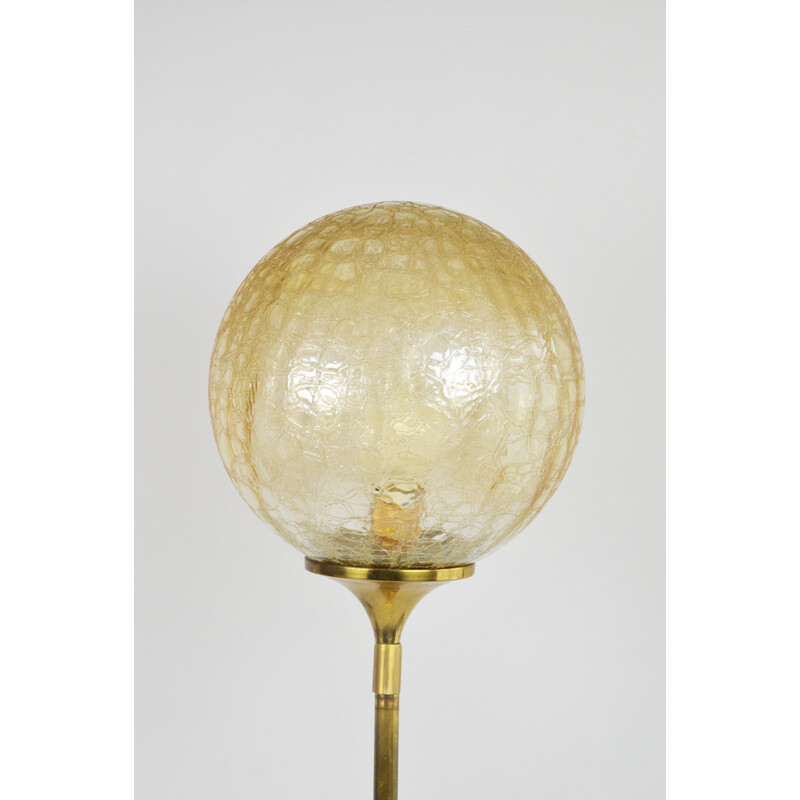 Vintage floor lamp with honey-colored glass shade, 1970