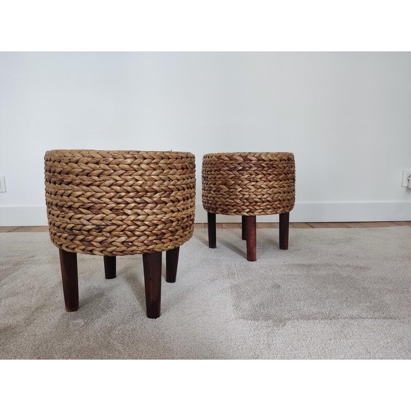 Pair of vintage rope stools