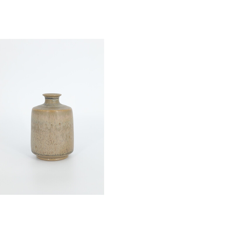 Vase de collection vintage en grès marron par Gunnar Borg pour Höganäs Ceramics, Suède 1960