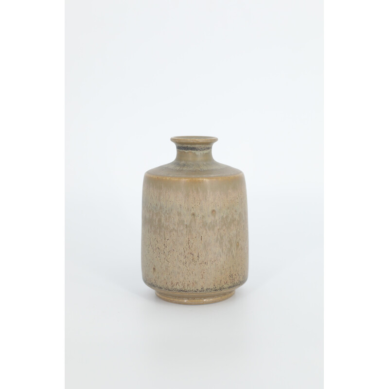 Vintage brown stoneware collectible vase by Gunnar Borg for Höganäs Ceramics, Sweden 1960