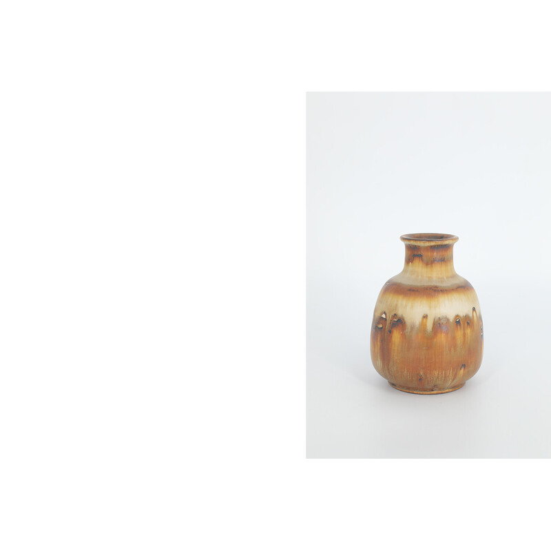 Vase de collection vintage en grès marron par Gunnar Borg pour Höganäs Ceramics, Suède 1960