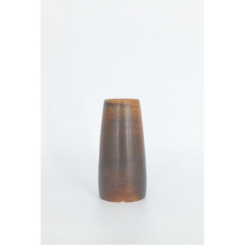 Vase de collection vintage en grès chocolat par Gunnar Borg pour Höganäs Ceramics, Suède 1960