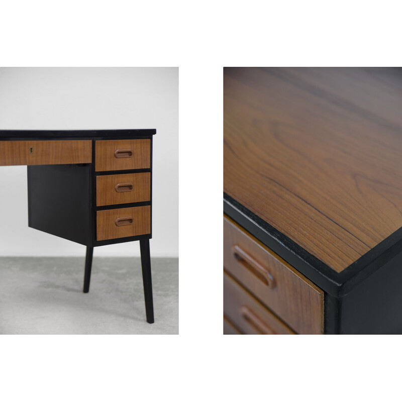 Vintage gold-brown teak desk, Sweden 1960