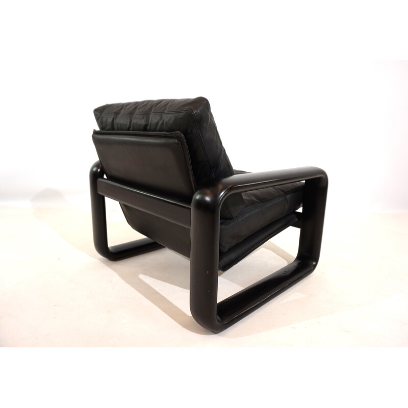 Vintage Hombre armchair in black leather and black wood by Burkhard Vogtherr for Rosenthal, 1970