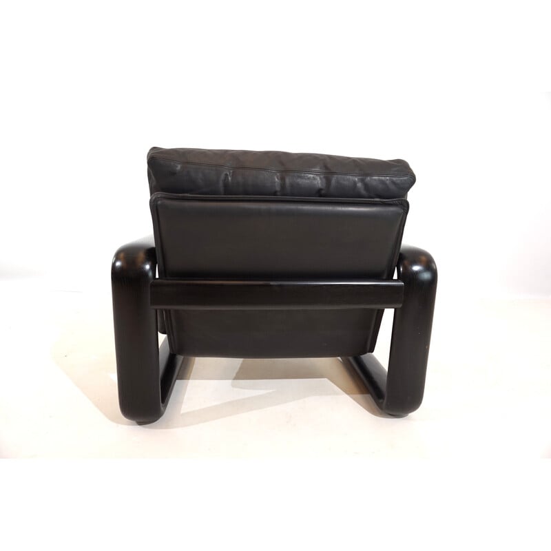 Vintage Hombre armchair in black leather and black wood by Burkhard Vogtherr for Rosenthal, 1970