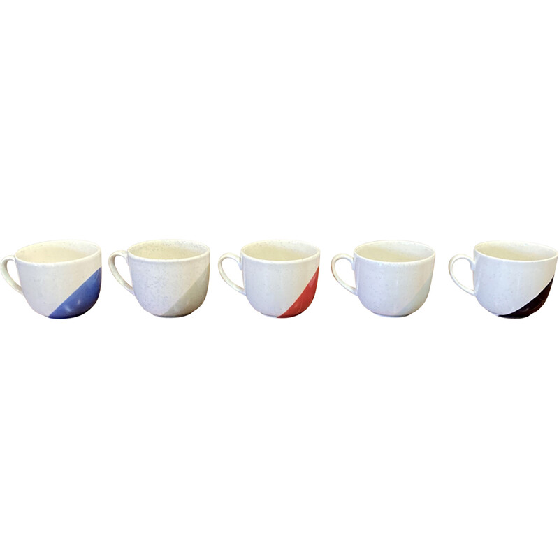 Set of 5 vintage artisanal ceramic cups
