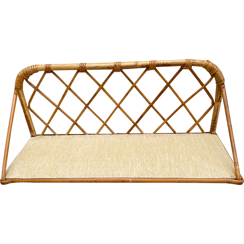 Vintage rattan wall shelf, 1950