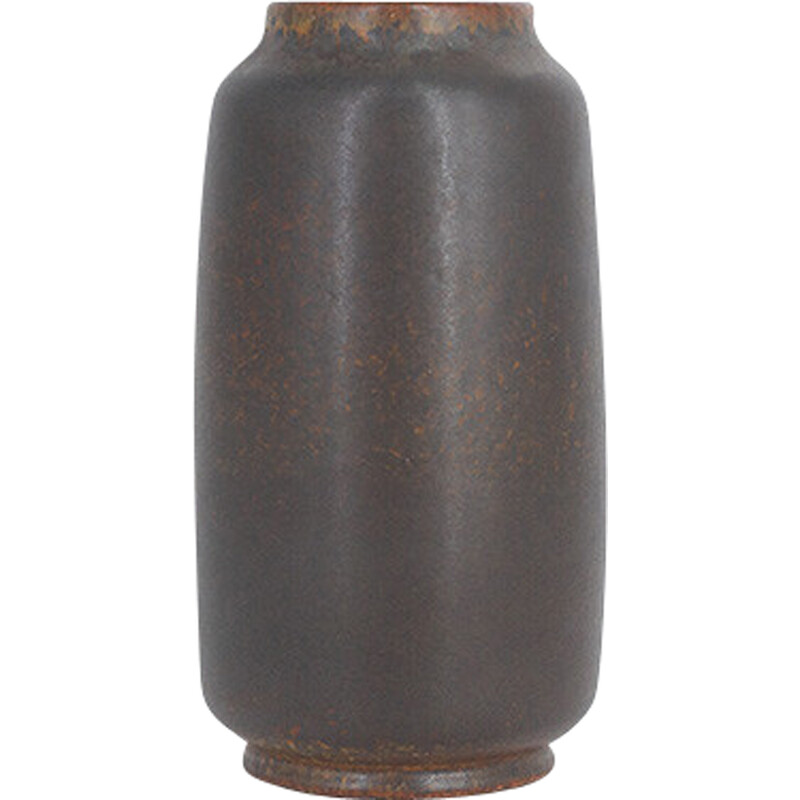 Vase de collection vitnage en grès chocolat noir par Gunnar Borg pour Höganäs Ceramics, Suède 1960