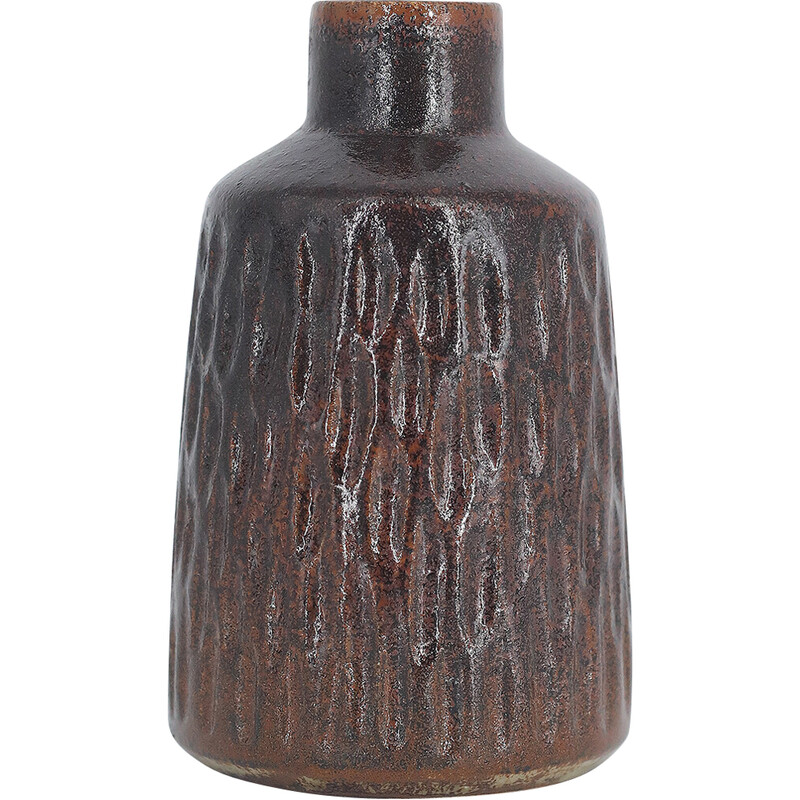 Vase de collection vintage N° 25 en grès verni marron par Gunnar Borg pour Höganäs Ceramics, Suède 1960