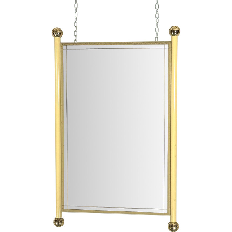 Vintage lacquered brass mirror, Italy 1970