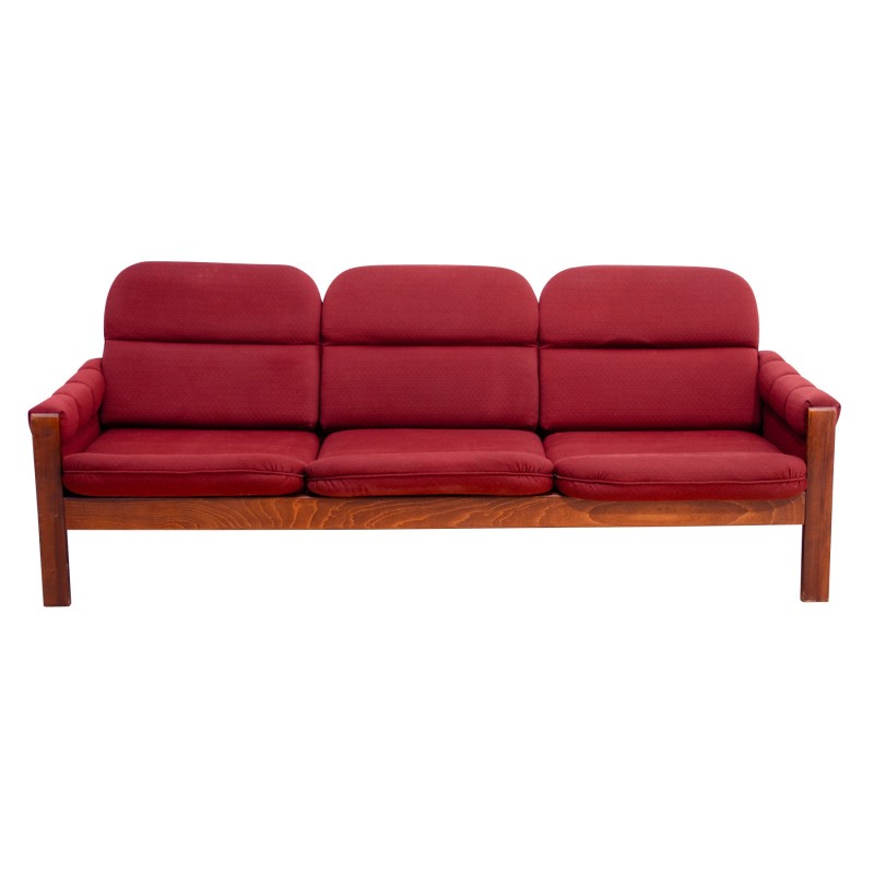 Vintage 3-seater sofa in beech wood, 1970