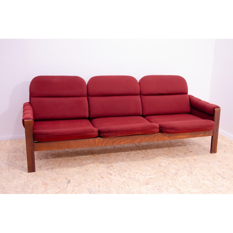 Vintage 3-seater sofa in beech wood, 1970