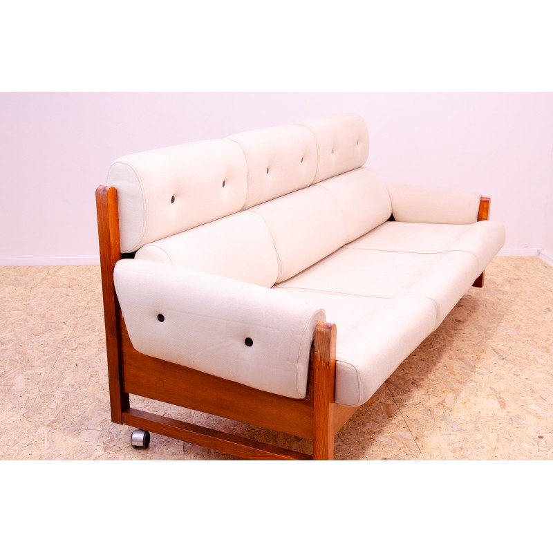 Vintage 3-Sitzer Sofa aus Buchenholz und Stoff, 1970