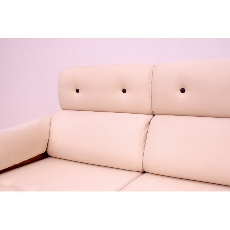 Vintage 3-seater sofa in beech wood and fabric, 1970