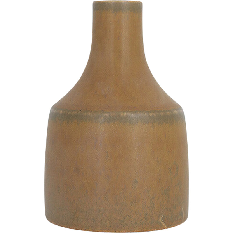 Vintage collectible caramel stoneware vase by Gunnar Borg for Höganäs Ceramics, Sweden 1960