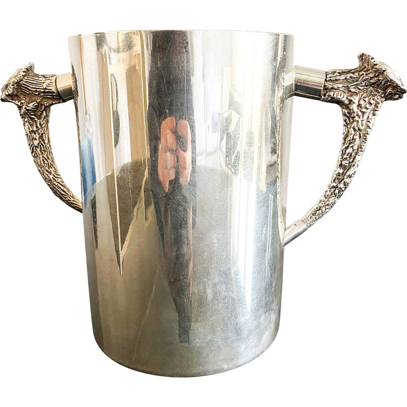 Vintage silver metal ice bucket by Ralph Lauren