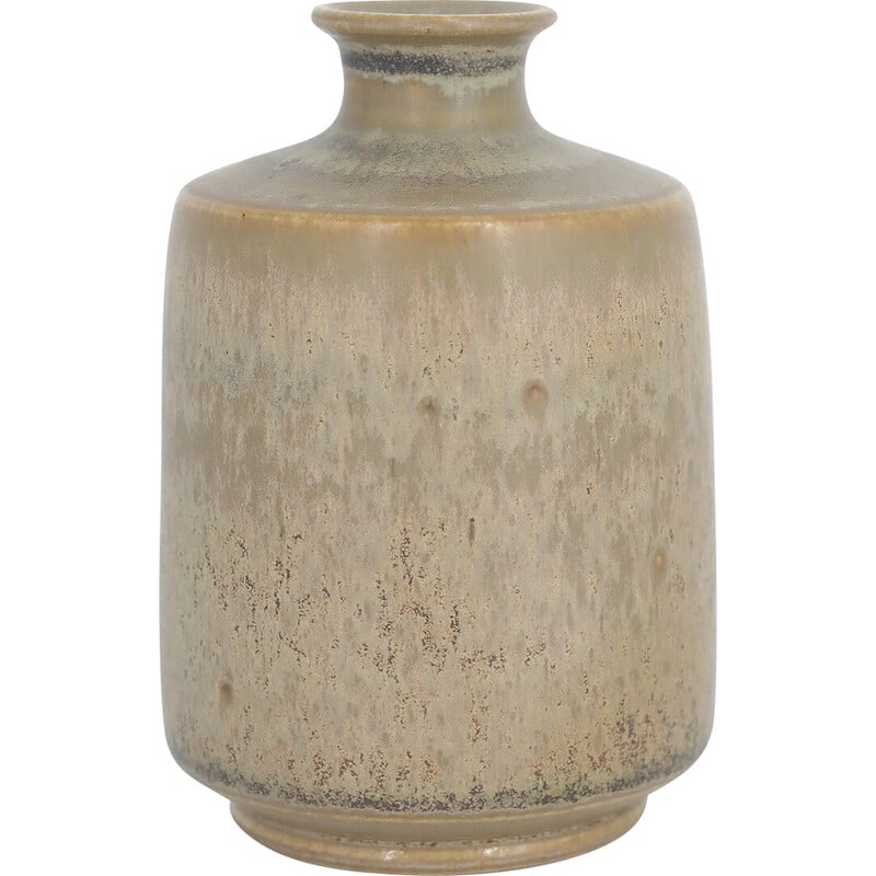 Vase de collection vintage en grès marron par Gunnar Borg pour Höganäs Ceramics, Suède 1960