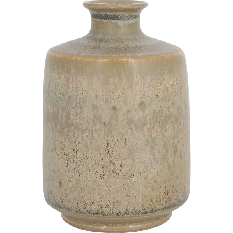 Vintage brown stoneware collectible vase by Gunnar Borg for Höganäs Ceramics, Sweden 1960