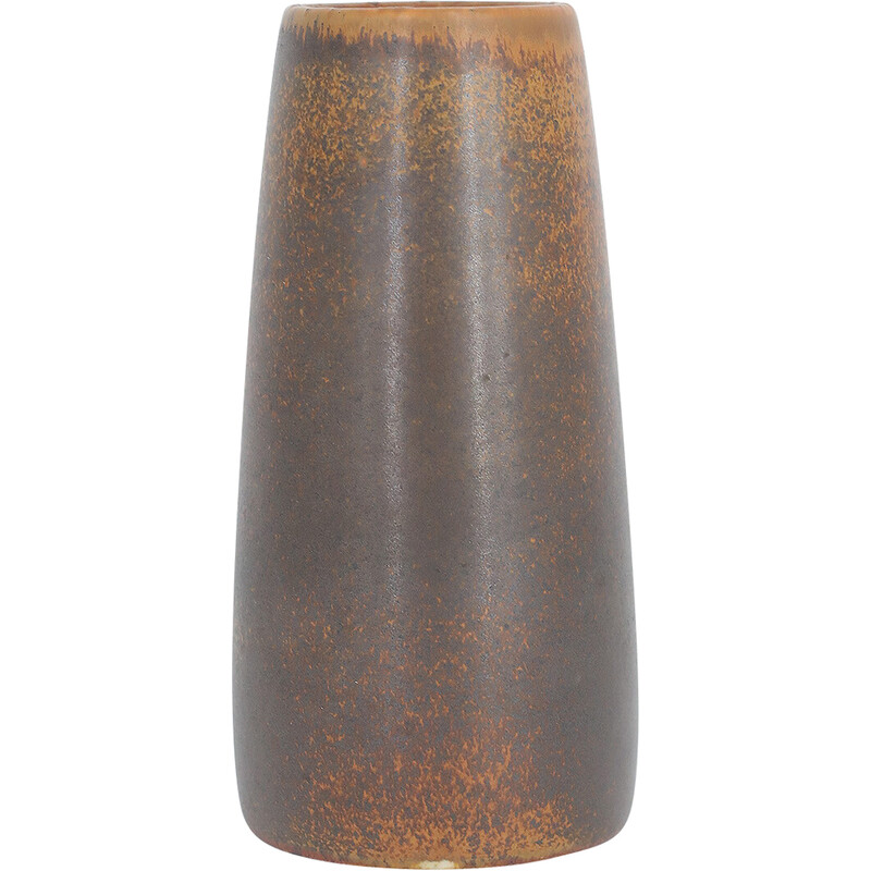 Vintage collectible chocolate stoneware vase by Gunnar Borg for Höganäs Ceramics, Sweden 1960