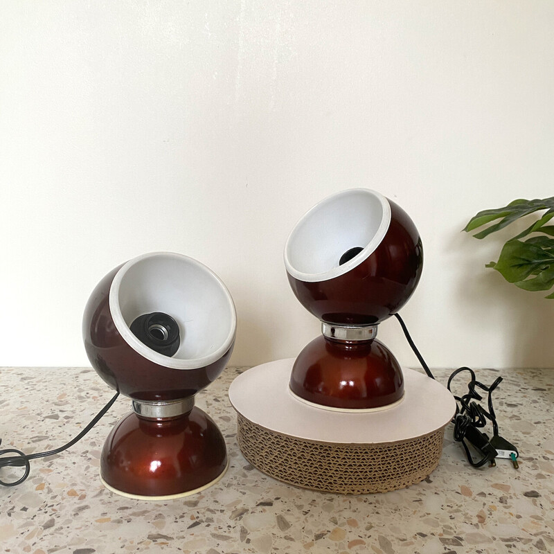 Pair of vintage Space Age eye lamps in aluminum and chrome by Goffredo Reggiani for Reggiani, Italy 1960