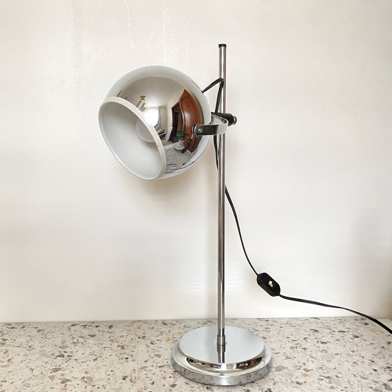 Lampe de bureau vintage Space Age en aluminium et chrome par Goffredo Reggiani pour Reggiani, Italie 1960