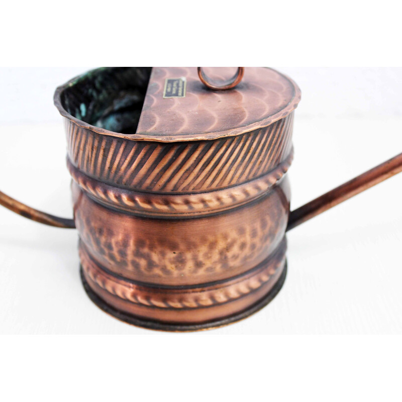 Vintage hammered copper watering can, 1960