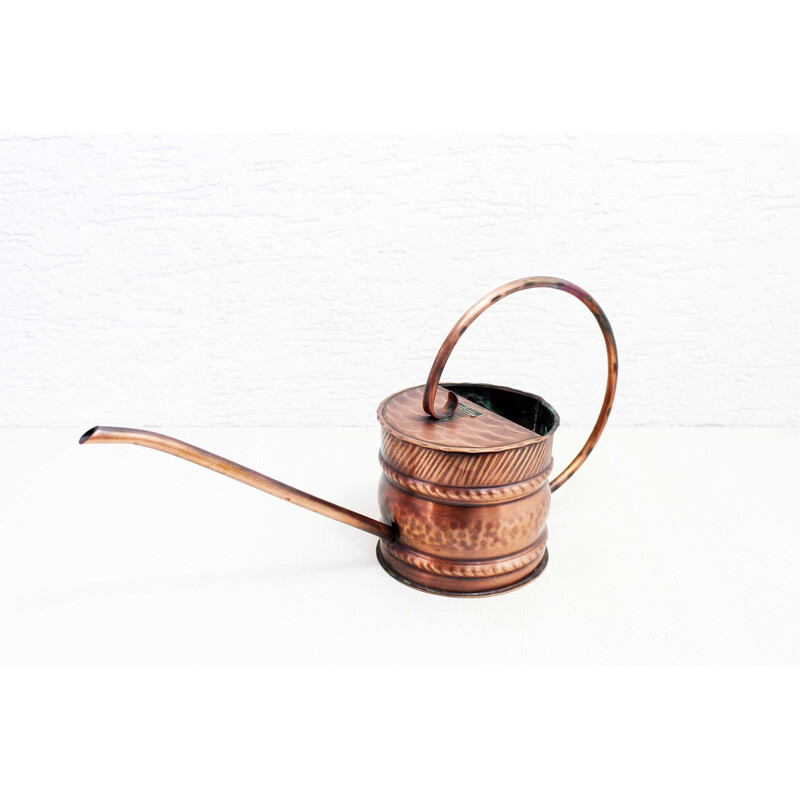 Vintage hammered copper watering can, 1960