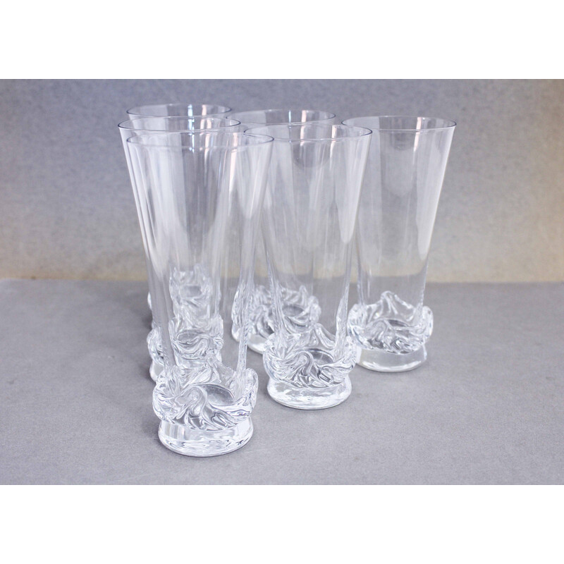 Conjunto de 6 taças de champanhe em cristal Sorcy vintage para Daum, 1960